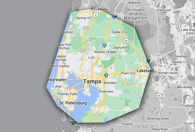 Legend Roofing Tampa, FL service area map
